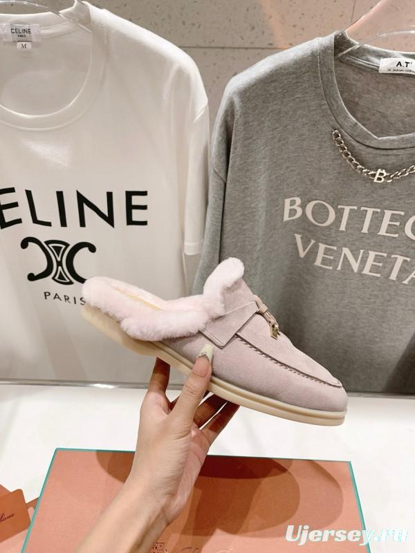 2024 Slippers LP light pink suede shearling slippers MJ00300
