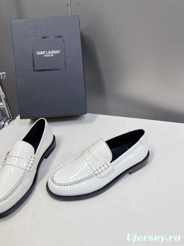 2025 Women Yves Saint Laurent White Leather Loafer KFY00350