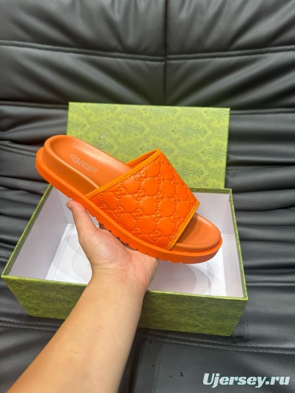 2024 Slippers Gucci Orange Rubber Slippers MJ00200
