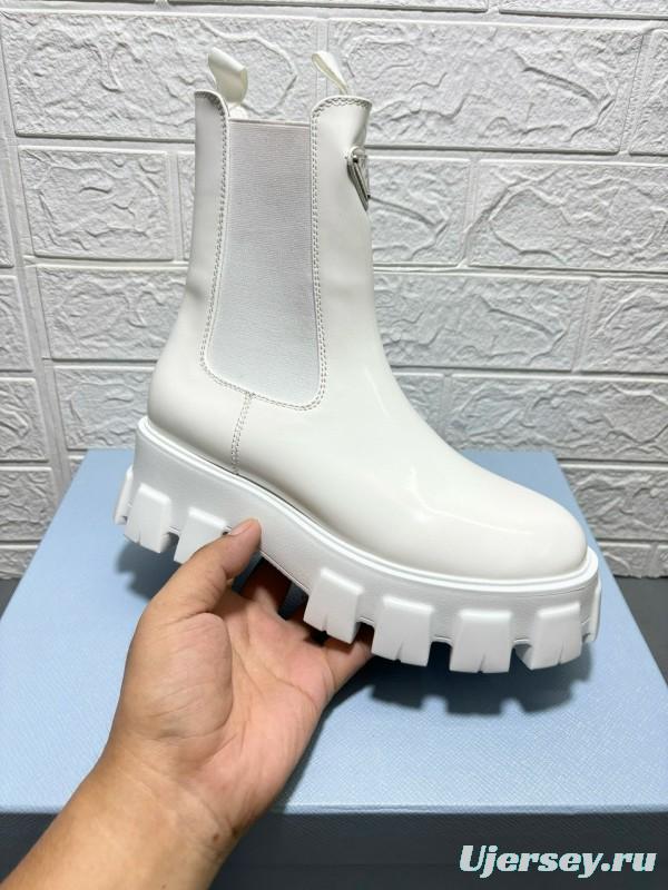 2024 Women Prada White Leather Boots MJ00380