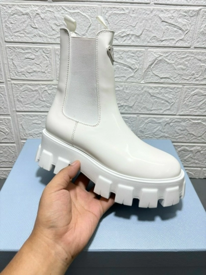 2024 Women Prada White Leather Boots MJ00380