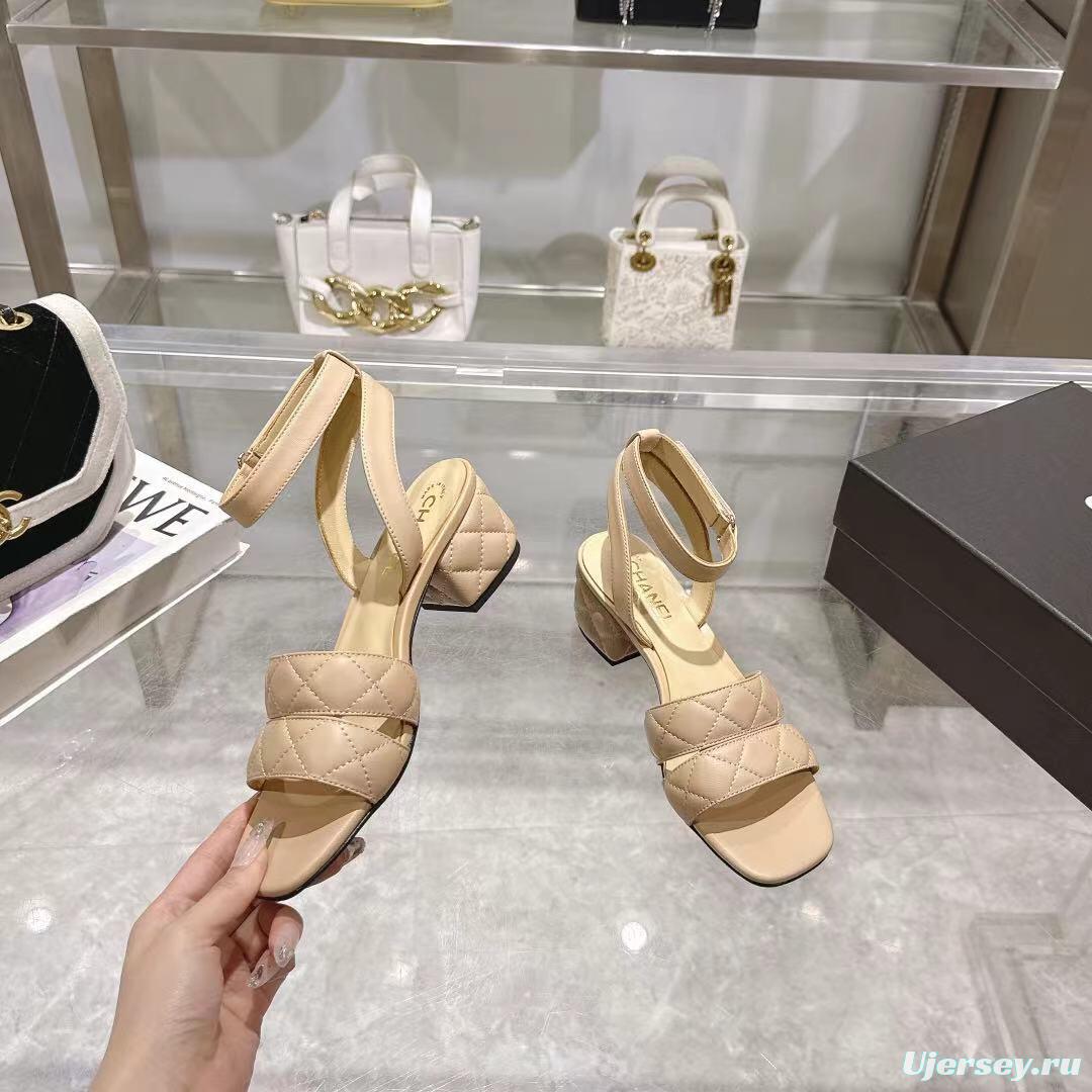 2025 Women Chanel Beige Leather Sandals LY00280