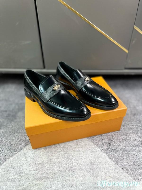 2024 Men Louis Vuitton Black Leather Formal Shoes MJ00290