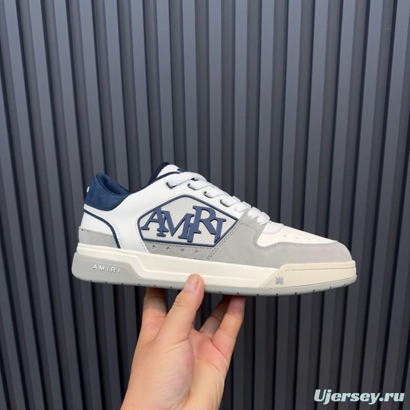 2025 Unisex Amiri White Grey Blue Leather Suede Sneakers MJ00360