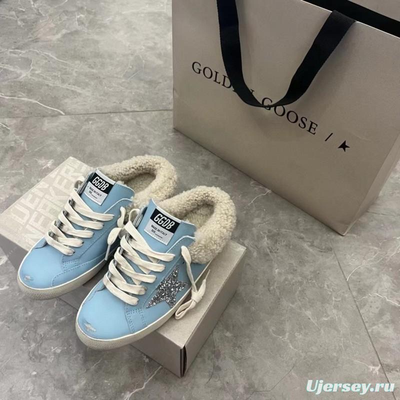 2024 GGDB Light Blue Shearling Leather Slippers
