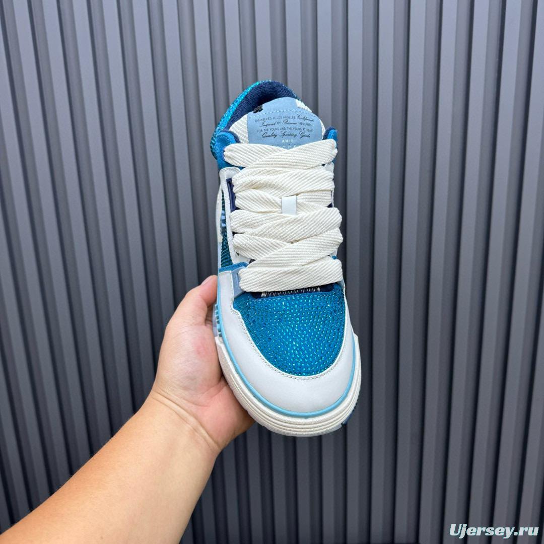 2024 Unisex Amiri Blue White Leather Mesh Sneakers MJ00410