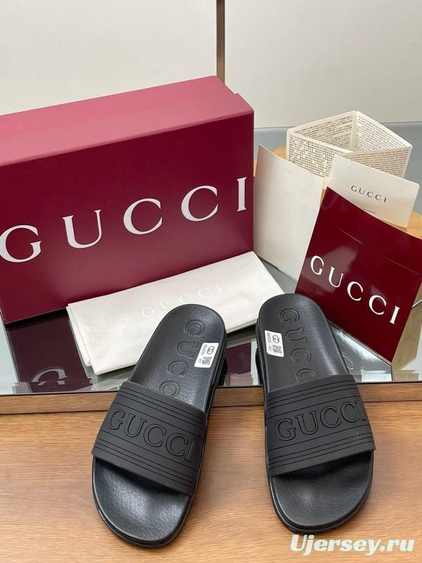 2025 Slippers Gucci Black Rubber Slippers LY00175