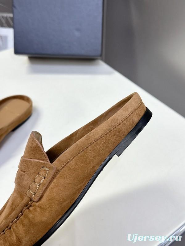 2025 Women Yves Saint Laurent Brown Suede Loafers KFY00330