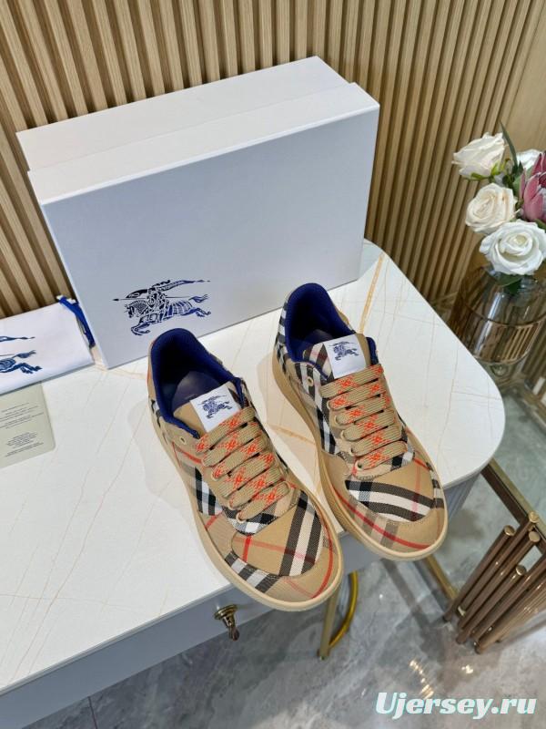 2024 Unisex Burberry Beige Black Red Cotton TPU Sneakers MJ00320