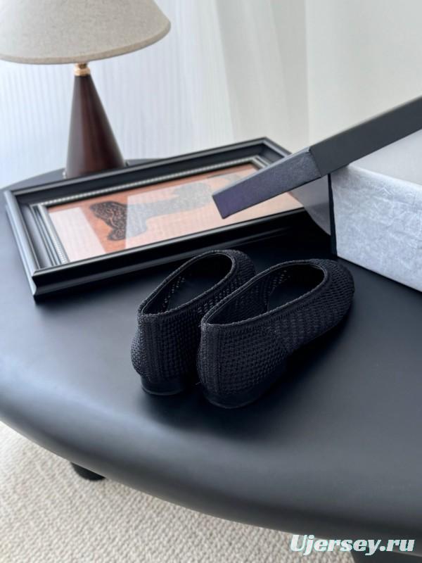 2025 Women Chanel Black Mesh Ballet Flats LY00280