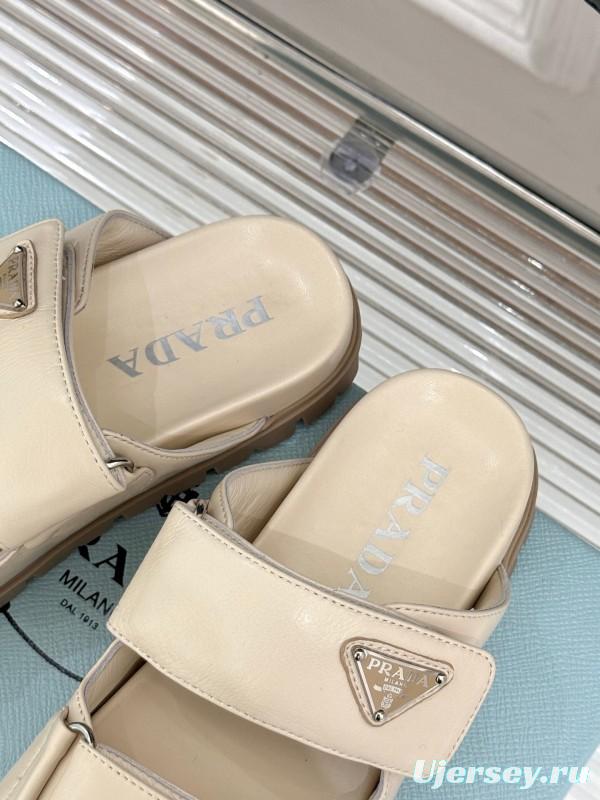 2025 Slippers Prada Beige Lambskin Slippers