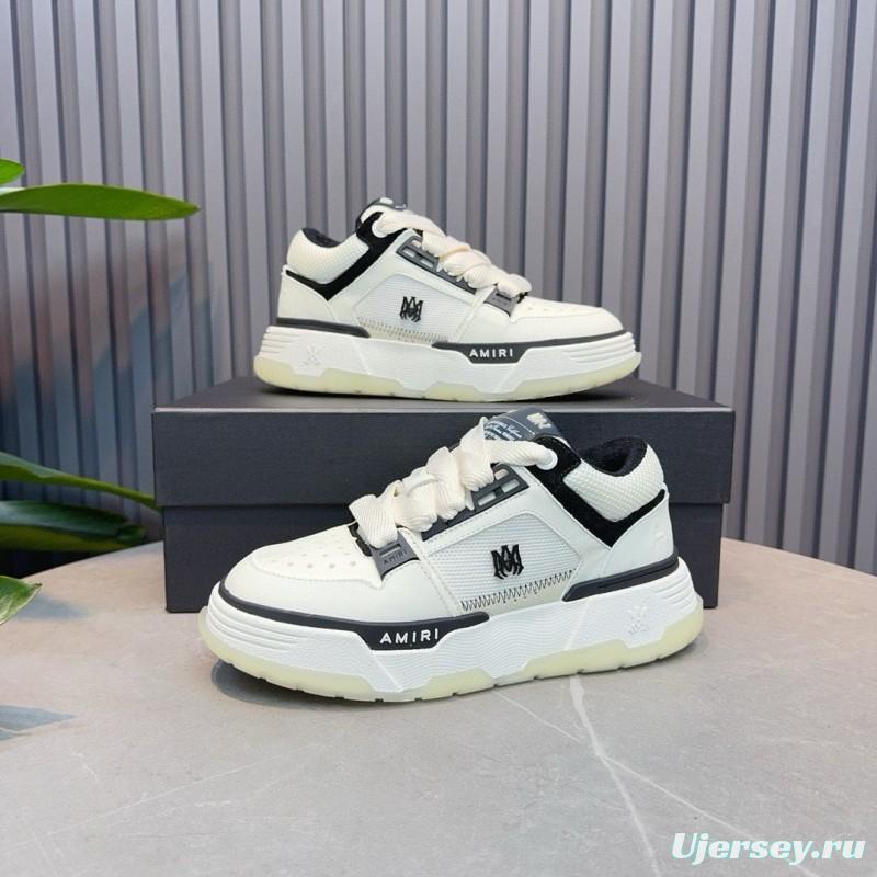2024 Unisex Amiri White Black Leather Sneakers MJ00360