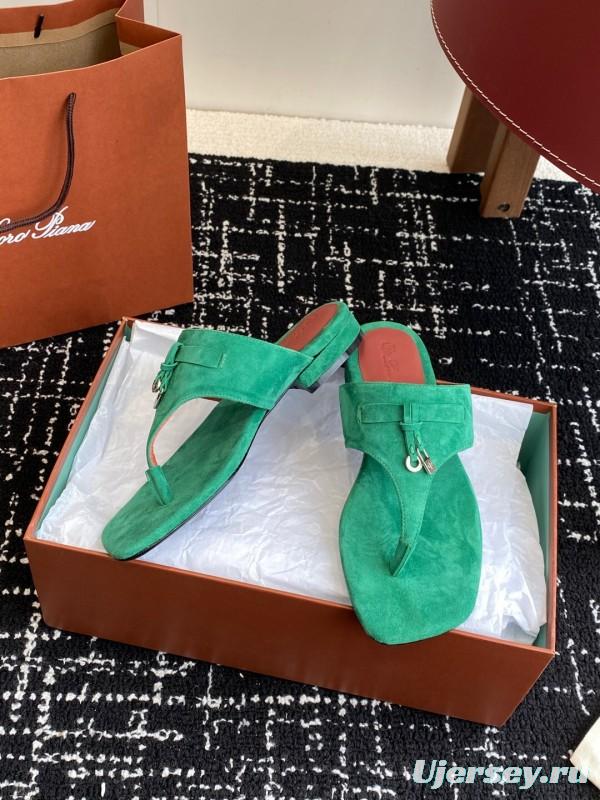 2025 Women Le Parmentier Green Suede Slippers KFY00280