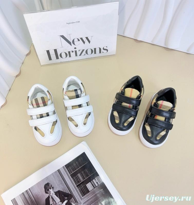2024 Kids B White Black Canvas Leather Shoes