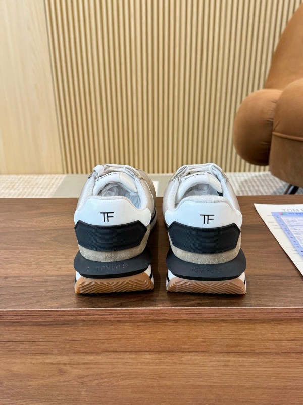 2025 Unisex TOM FORD White Grey Black Leather Suede Sneakers LY00360(F)/LY00370(M)