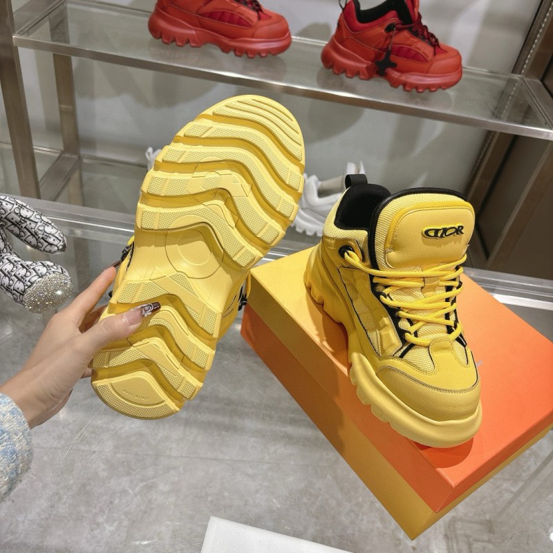 2024 Unisex Dior Yellow Leather Sneakers MJ00380