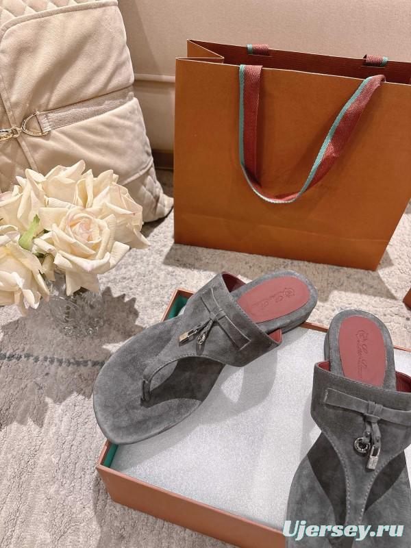 2025 LP Gray Suede Slippers Ly00250