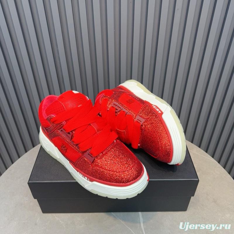 2024 Unisex Amiri Red Mesh Suede Sneakers MJ00360