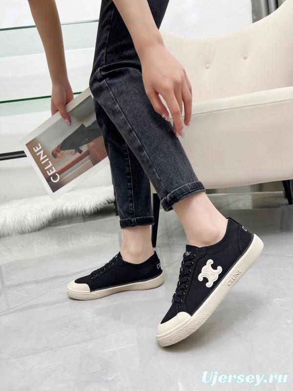 2025 Women Celine Black Canvas Sneakers LY00210