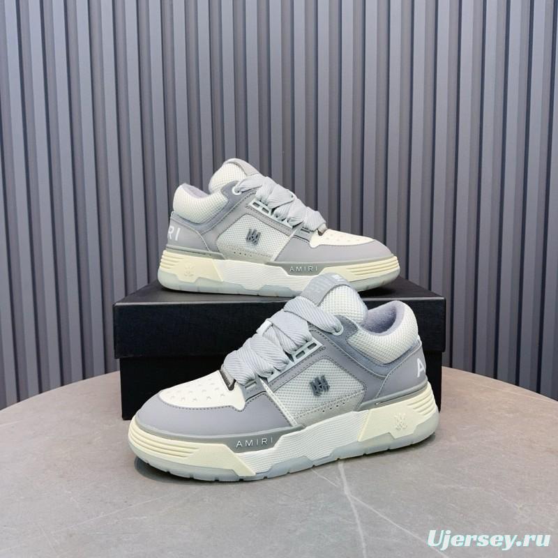2024 Unisex Amiri Grey White Leather Suede Sneakers MJ00360