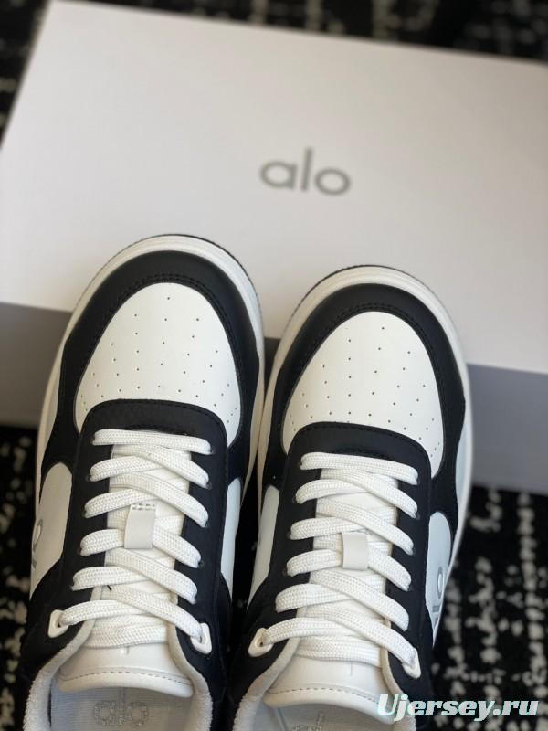 2025 Women Alo Black White Leather Sneakers KFY00280