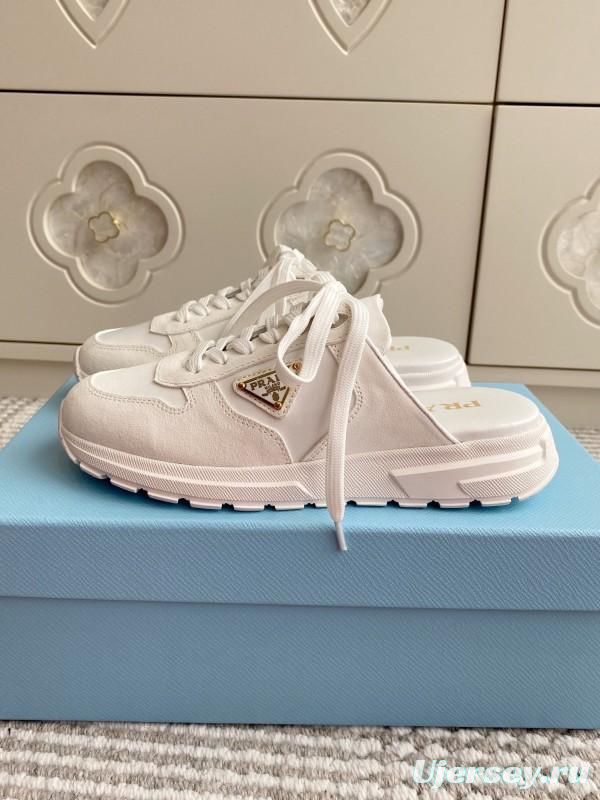2025 Women Prada White Leather Sneakers LY00290