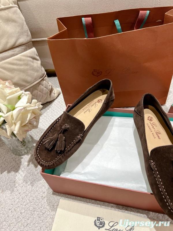 2025 Women Le Parmentier Brown Suede Loafers Tassel LY00291
