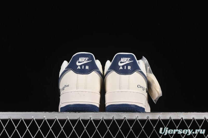 Nike Air Force 1 '07 Low Dior Collaboration Blue Four Small Silver Swoosh Casual Sneakers - XS2869-001