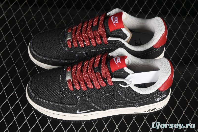 Nike Air Force 1'07 Low Stussy Collaboration Dark Grey Woven Casual Sneakers - LW9279-002