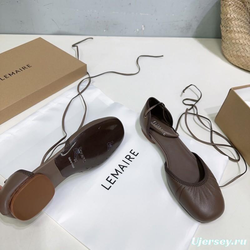 2025 Women LEMAIRE Brown Leather Ballet Flats