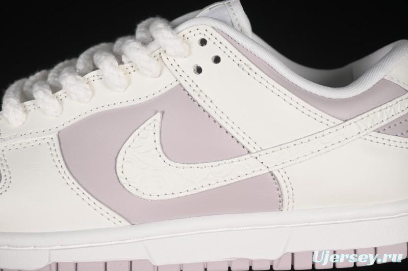 Nike SB Dunk Low White Light Purple Embossed Low-Top Casual Skate Shoes IH0639-011