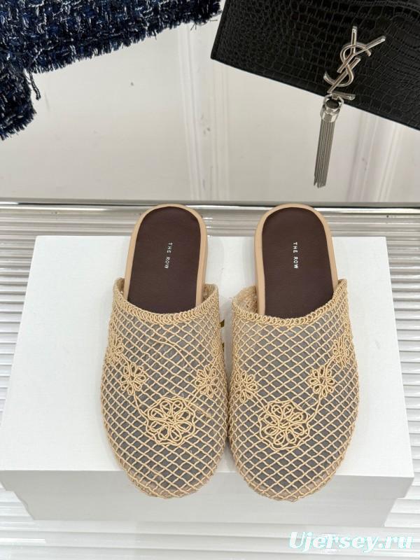 2025 Women The Row Beige Mesh Slippers KFY00260