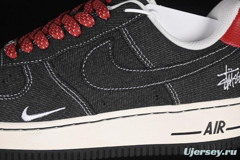Nike Air Force 1'07 Low Stussy Collaboration Dark Grey Woven Casual Sneakers - LW9279-002