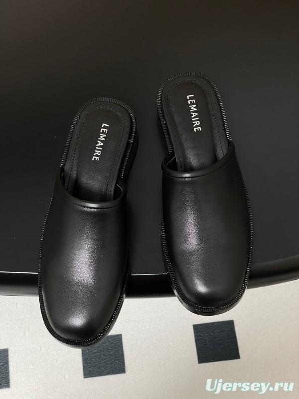 2025 Slippers Lemaire Black Leather Slippers KFY00310