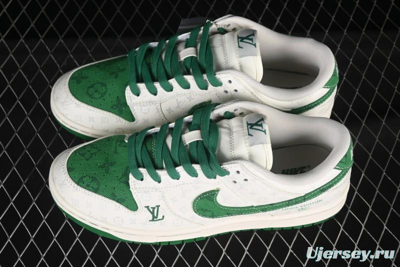 Nike SB Dunk Low LV Collaboration Green Denim Anniversary High-End Custom Low-Top Casual Skate Shoes - SC9772-805