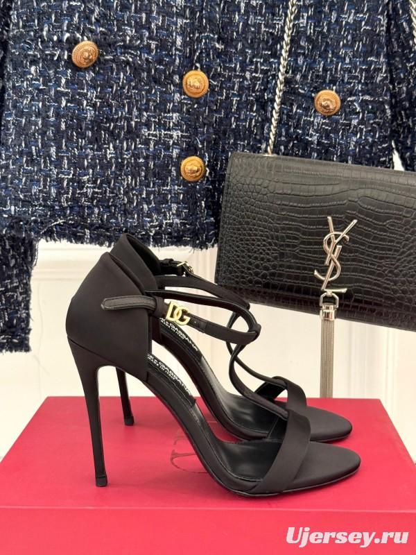 2025 Women Dolce & Gabbana Black Satin High Heels