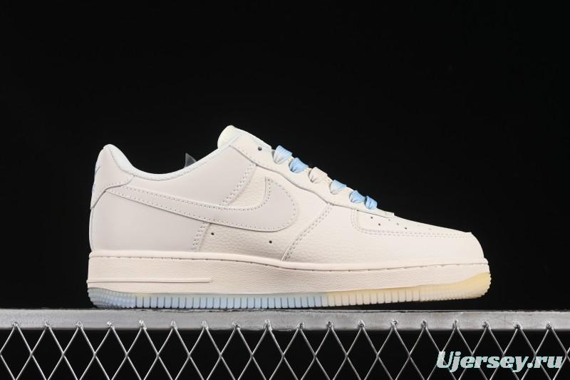 Nike Air Force 1 '07 Low Supreme Collaboration Two-Tone Beige Blue Casual Skate Shoes - XX3168-179