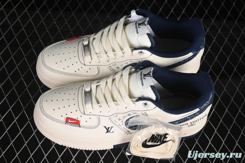 Nike Air Force 1 '07 Low LV Collaboration Dual-Tone Blue Denim Hook Low-Top Casual Sneakers - YX5066-342
