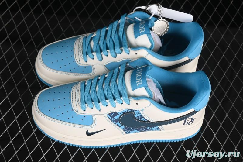 Nike Air Force 1 '07 Low Dior Collaboration Stone Blue Low-Top Casual Sneakers - KK1988-088