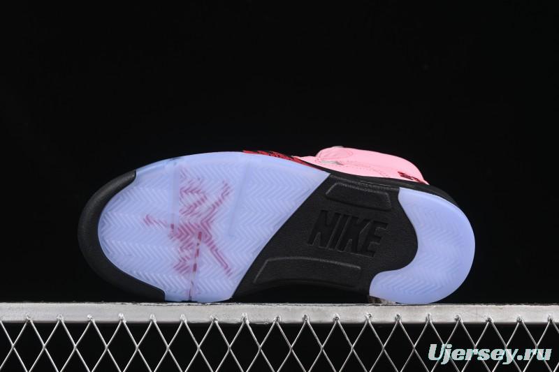 Awake NY Air Jordan 5 Retro Sneakers with Arctic Pink Colorway and Awake NY Logo Mesh - DV4982-600