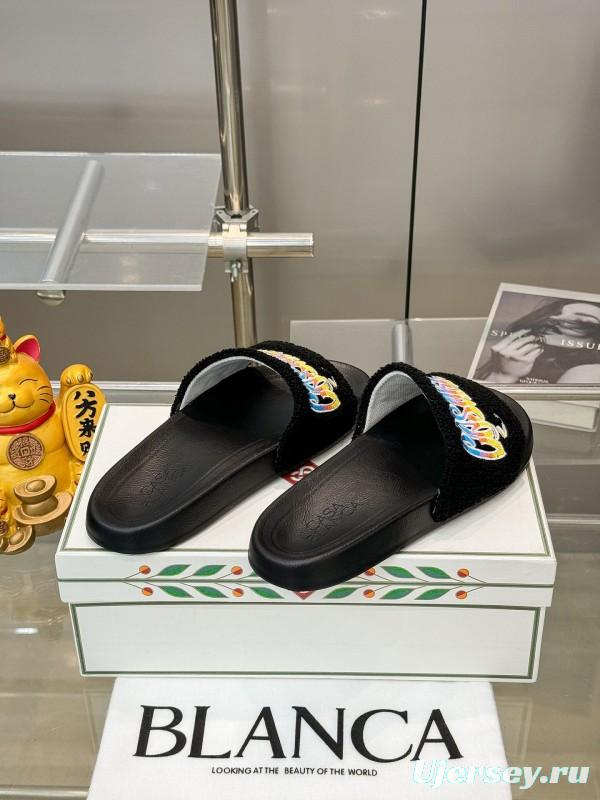 2025 Men CASA BLANCA Black Embroidery Slippers Original Embroidery KFY00160