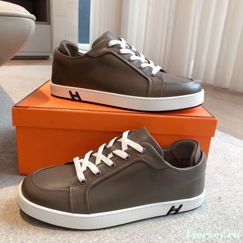 2025 Men Hermès Brown Leather Sneakers AS00380