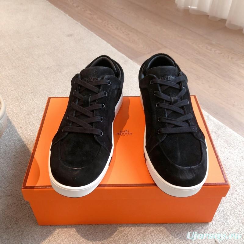 2025 Unisex H Black Suede Sneakers AS00380