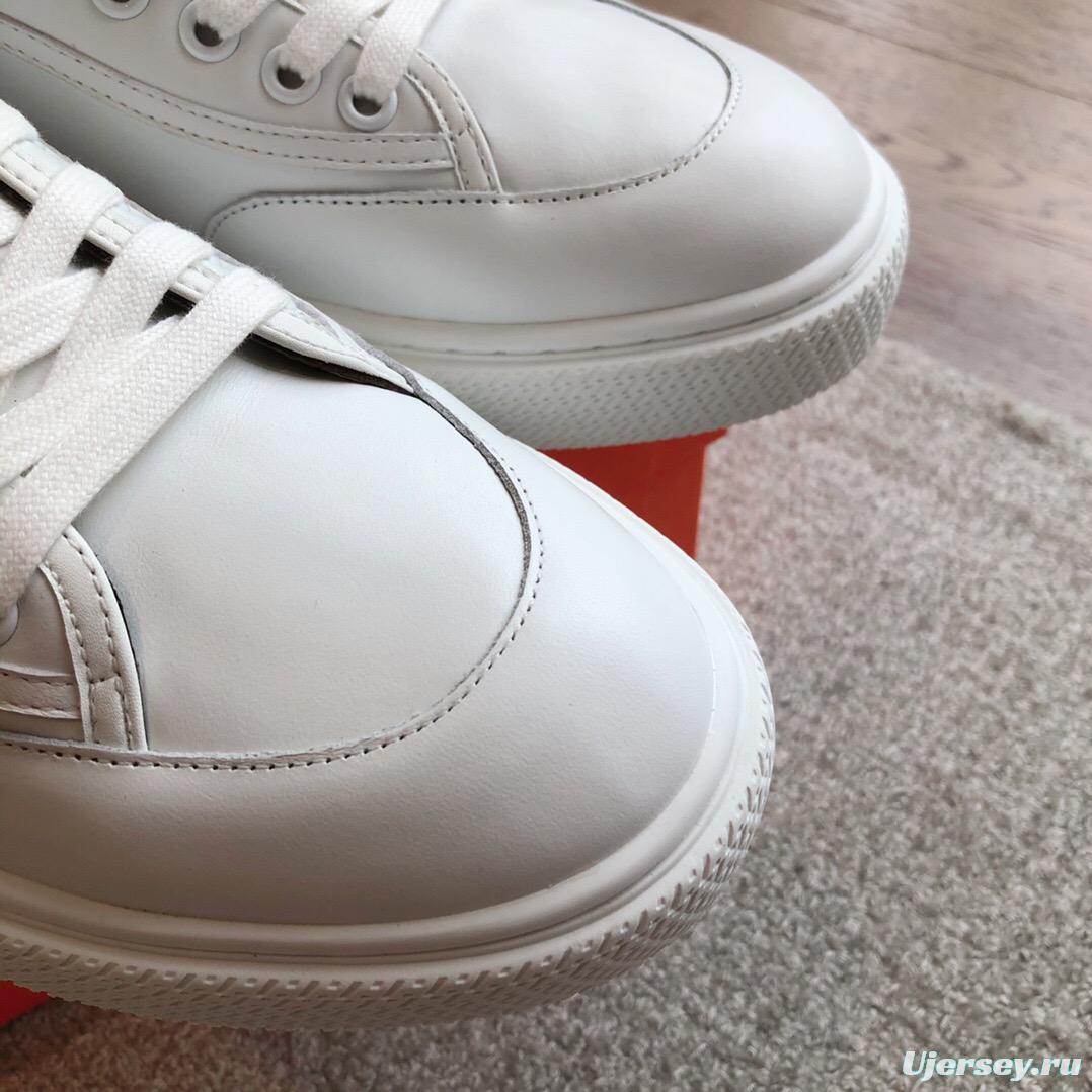 2025 Unisex Hermès White Black Leather Sneakers AS00380