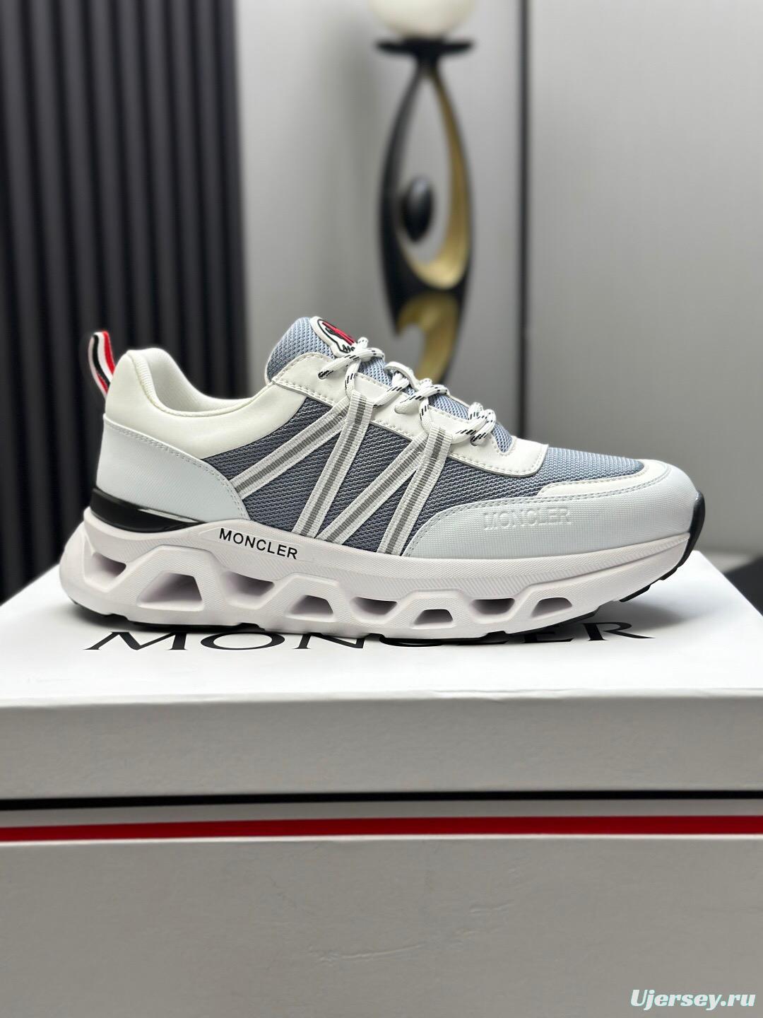2025 Unisex Moncler White Grey Black Nylon GORE-TEX Trailgrip GTX Outdoor Sneakers KFY00390