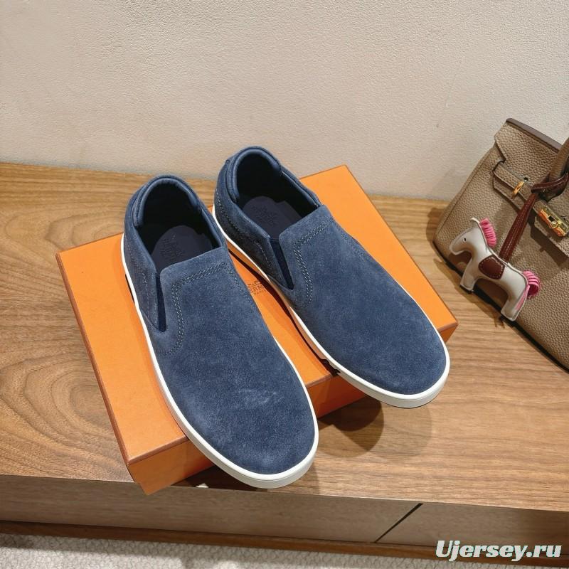 2025 Unisex Hermès Blue Suede Slip-On Sneaker AS00380