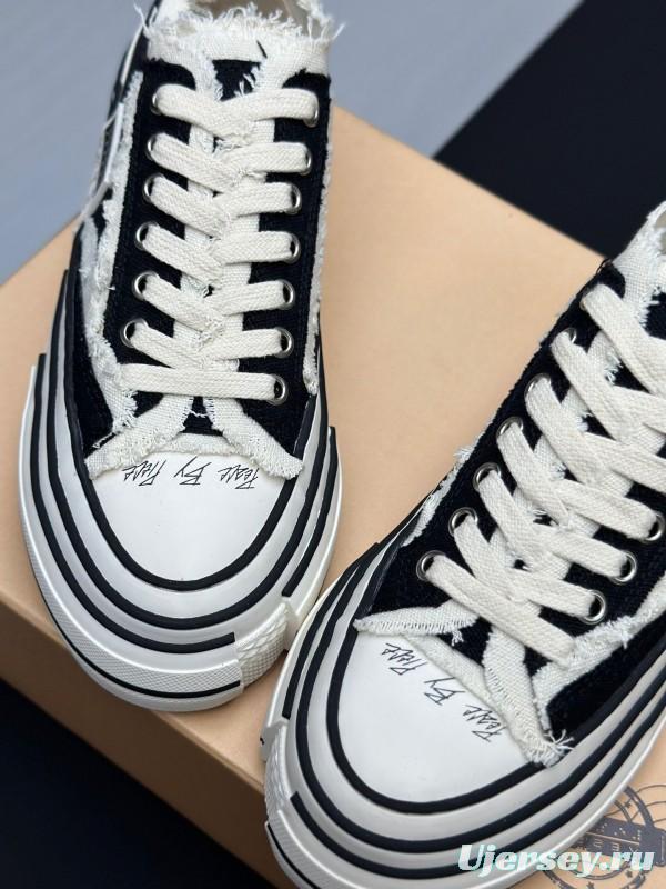 2025 Unisex XVESSEL Black White Canvas Plimsolls Vulcanized Shoes AS00240