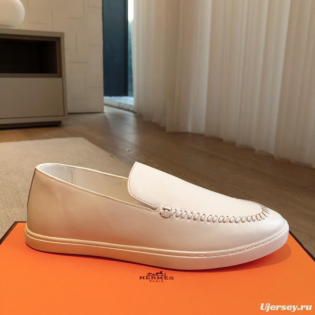 2025 Unisex Hermès White Leather Plimsolls AS00380