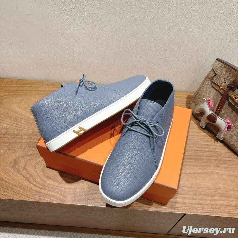 2025 Unisex H Light Blue Leather Sneakers AS00380