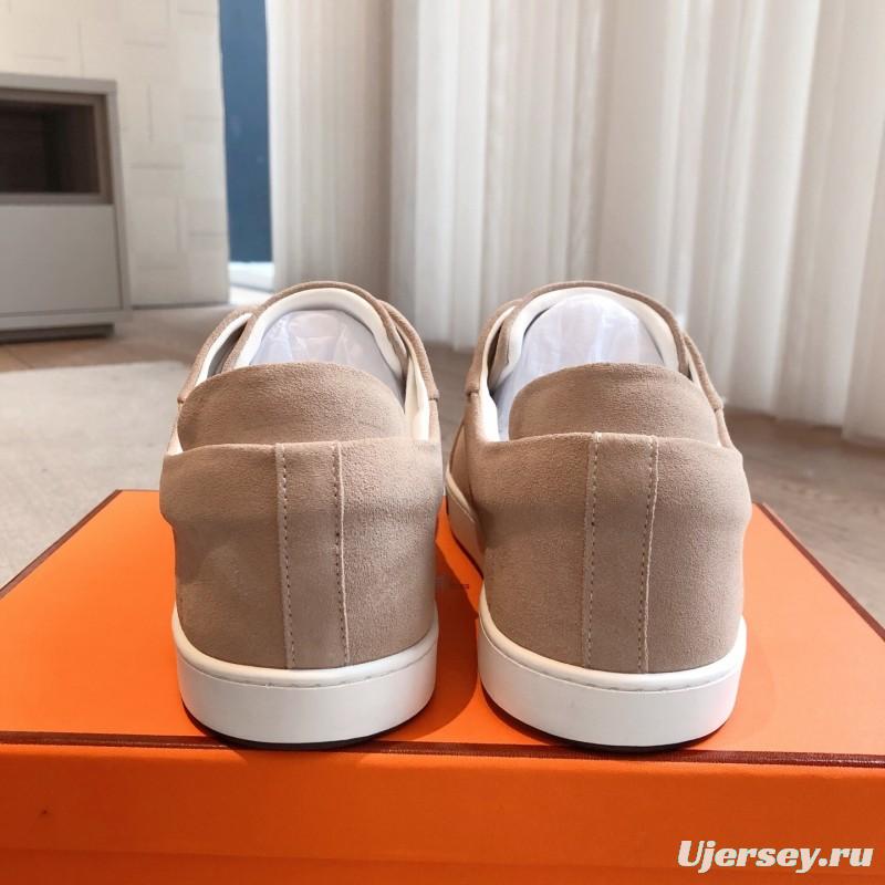 2025 Unisex H Beige White Suede Leather Sneakers AS00380